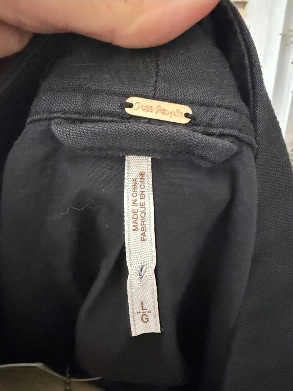 Free People Black Belted Utility Jacket with Patch Pockets